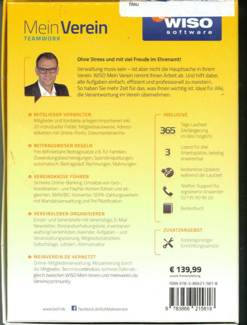 Buhl WISO Software – My Club 2016 Teamwork – NEW – Original Packaging