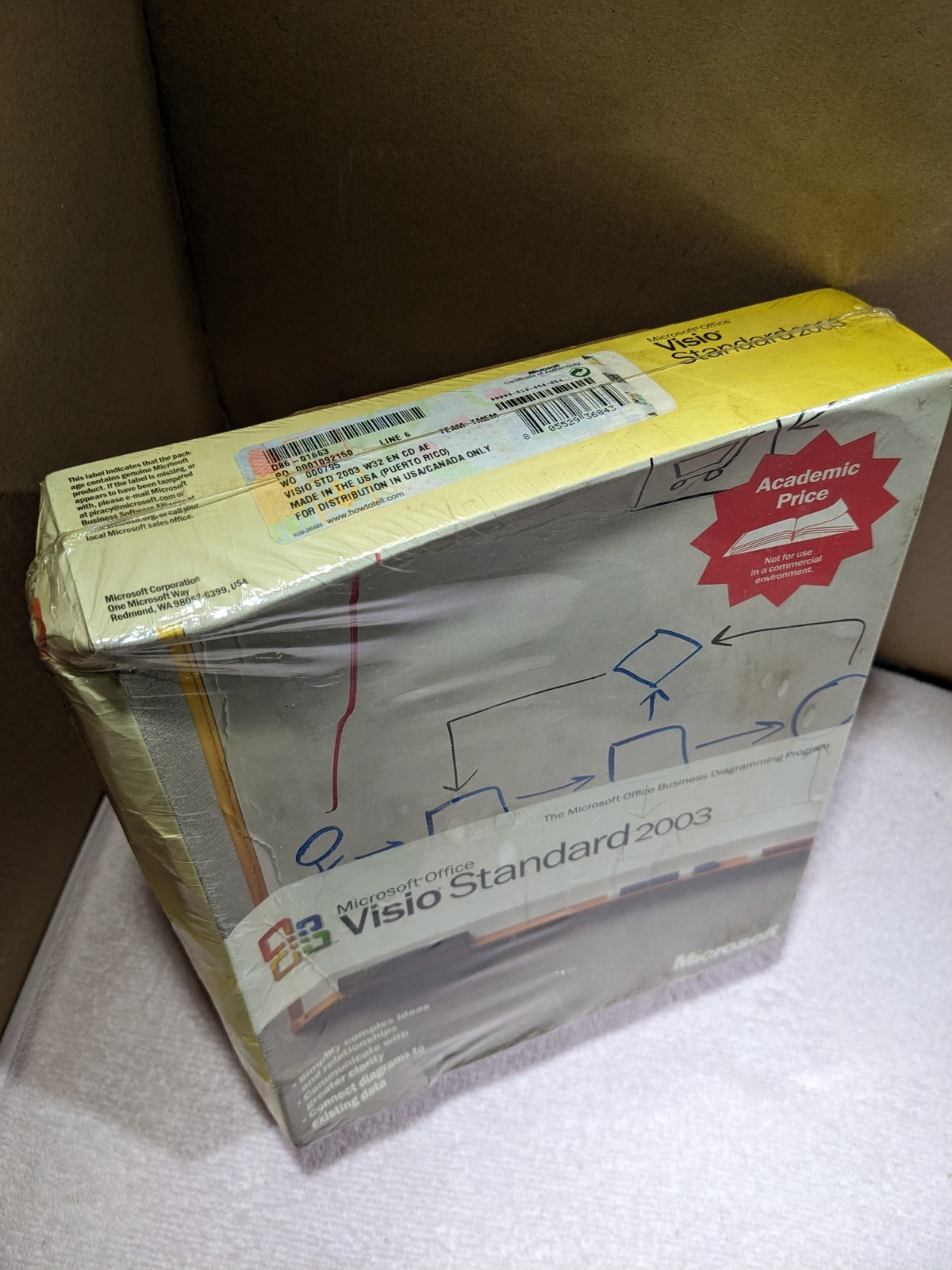 NEW – Microsoft Office Visio Standard 2003 Retail Box – Bent Box