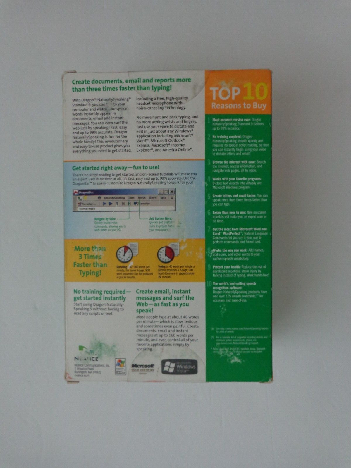 Dragon Naturally Speaking 9 Standard w Microphone NEW/SEALED, Speech Recognition