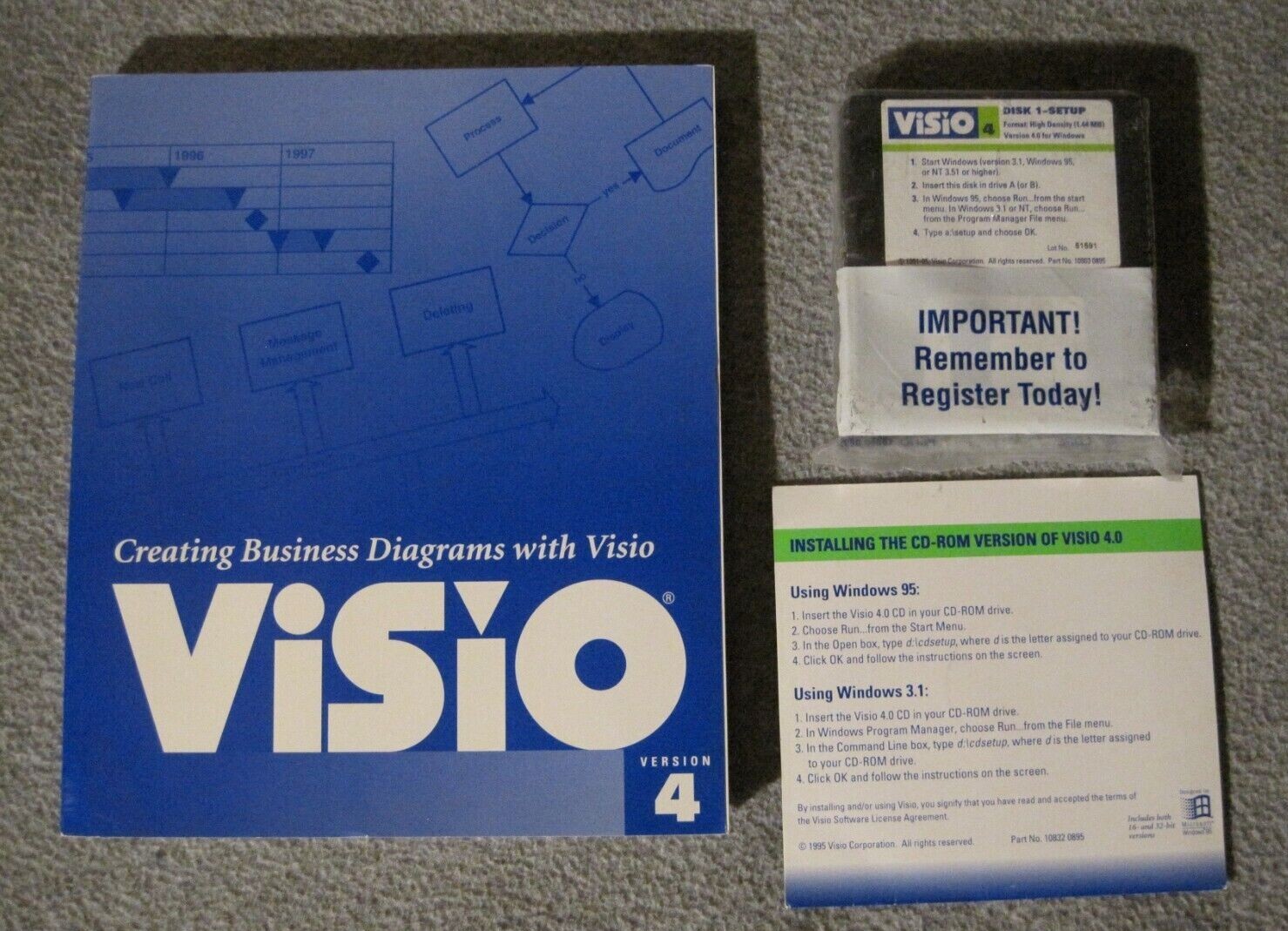 Visio Bundle – Vision 4.0 CD/3.5″ Floppies 95/3.1 + Visio Professional 2003 CD
