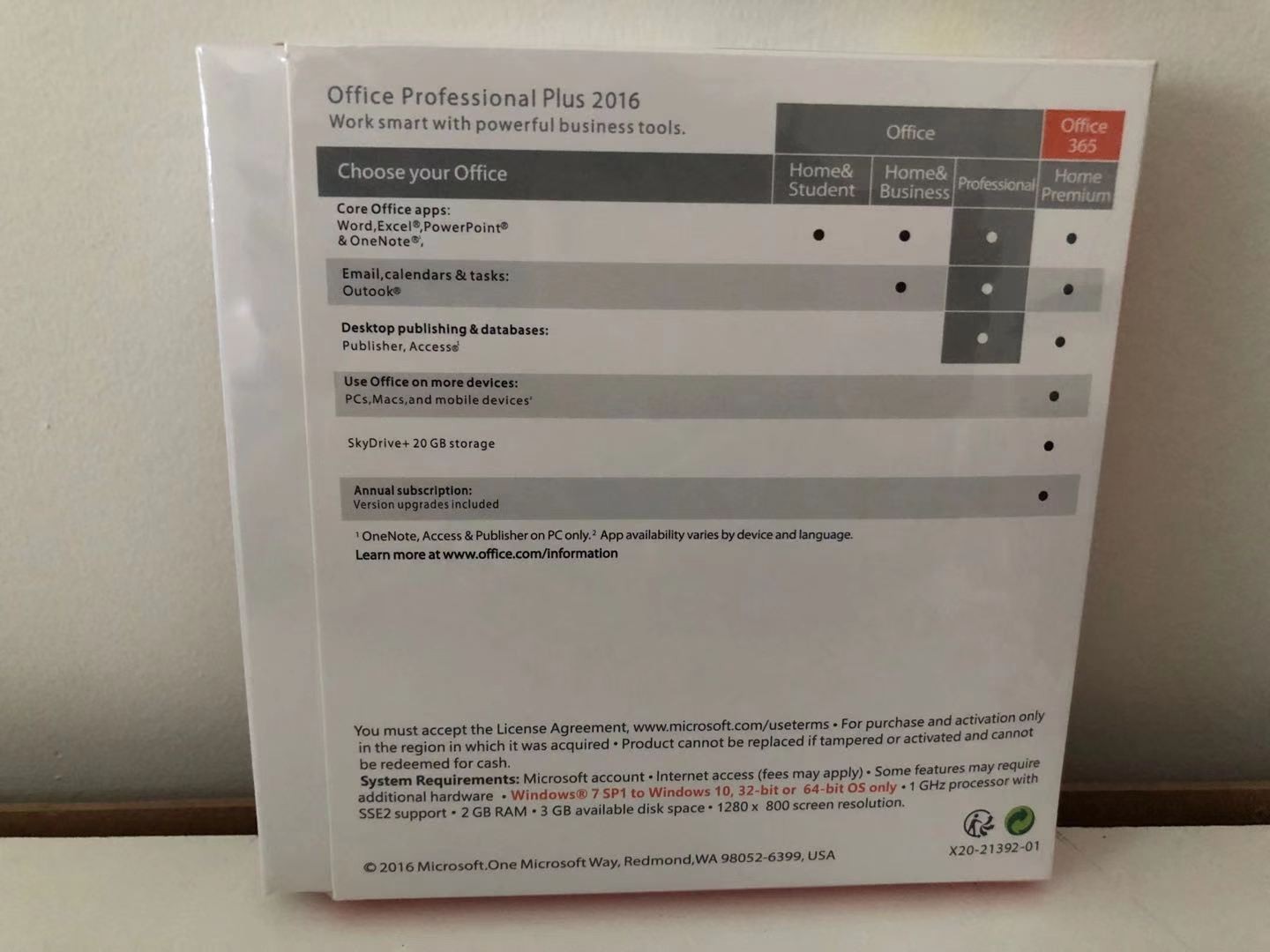 Microsoft Office Professional Plus 2016 – 32/64 Bit – Brand New & Sealed Box–DVD
