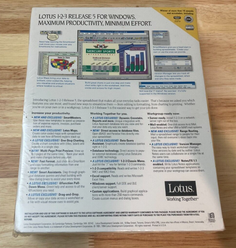 Lotus 1 2 3 123 R5 Microsoft Windows 3.1 Software 3.5″ Disk (Factory Sealed)