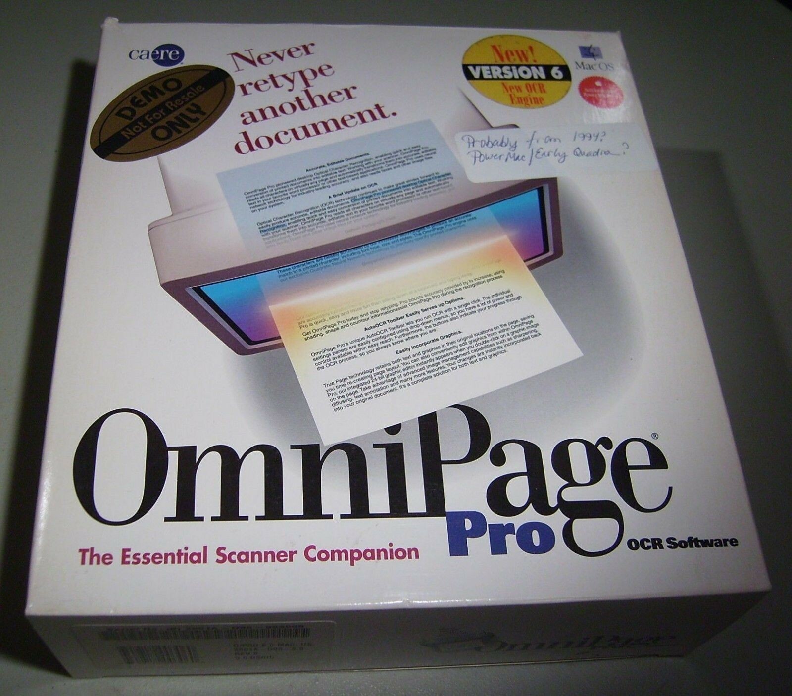 Omnipage Pro v6.0 – Caere OCR RARE – Vintage Mac