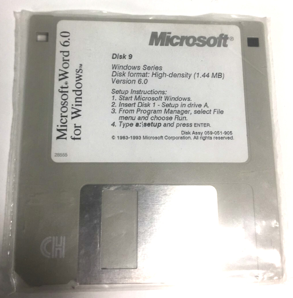 Microsoft Word 6.0 For Windows Version 6.0 | Floppy Disk Set 3.5″ Set of 9