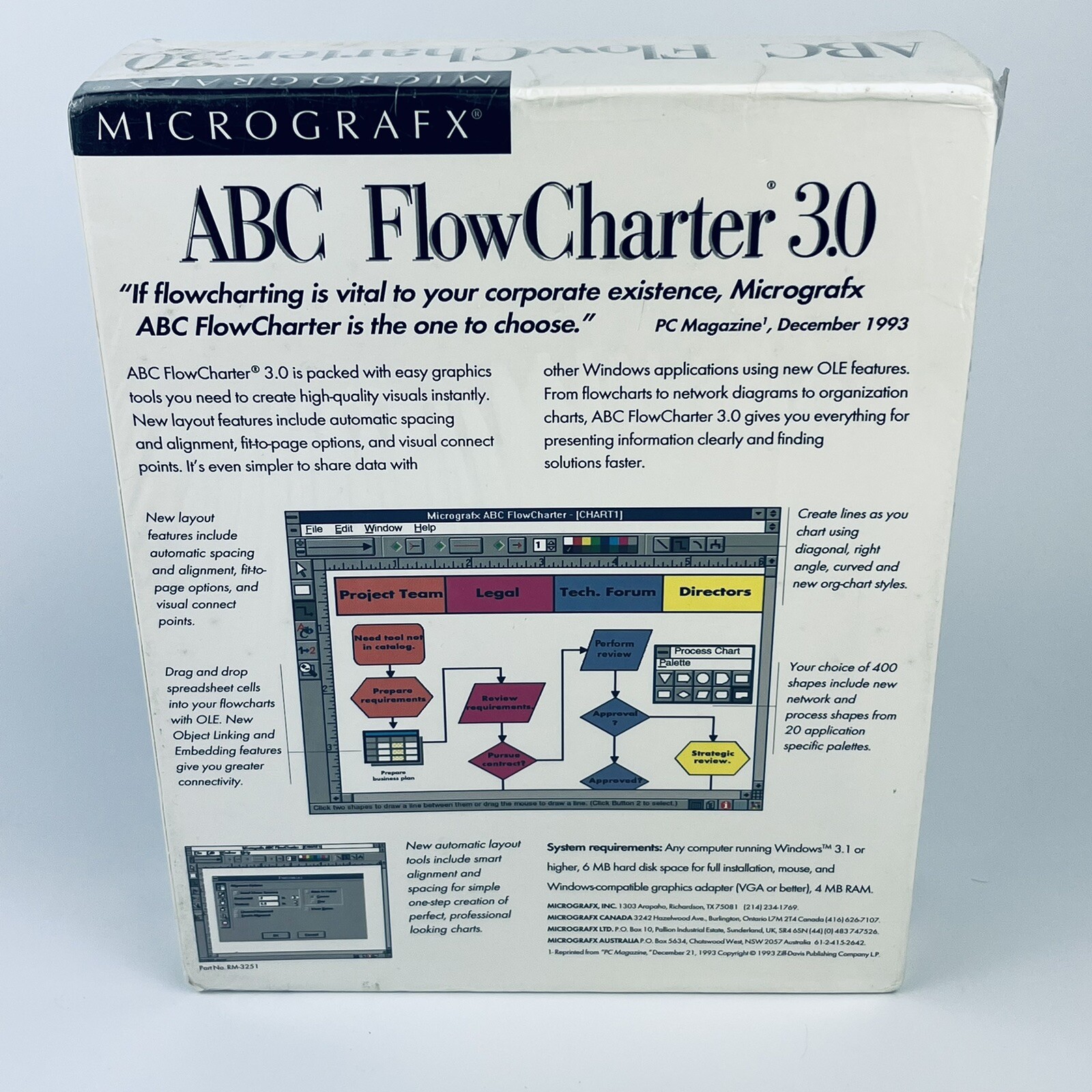 Vintage MicroGrafx ABC FlowCharter 3.0 Software NOS 3.5 Disk 1994 For PC Windows
