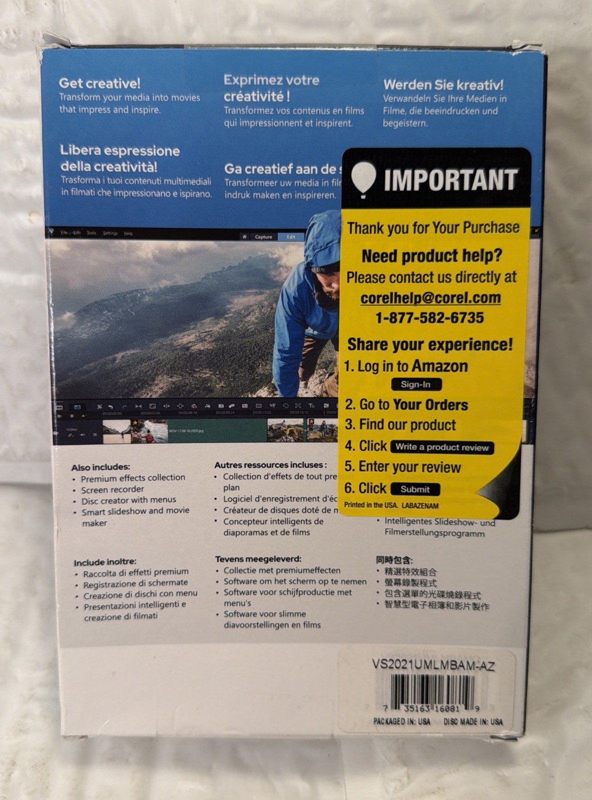 Corel VideoStudio Ultimate 2021 – VS2021UMLMBAM, New Retail Box. Sealed