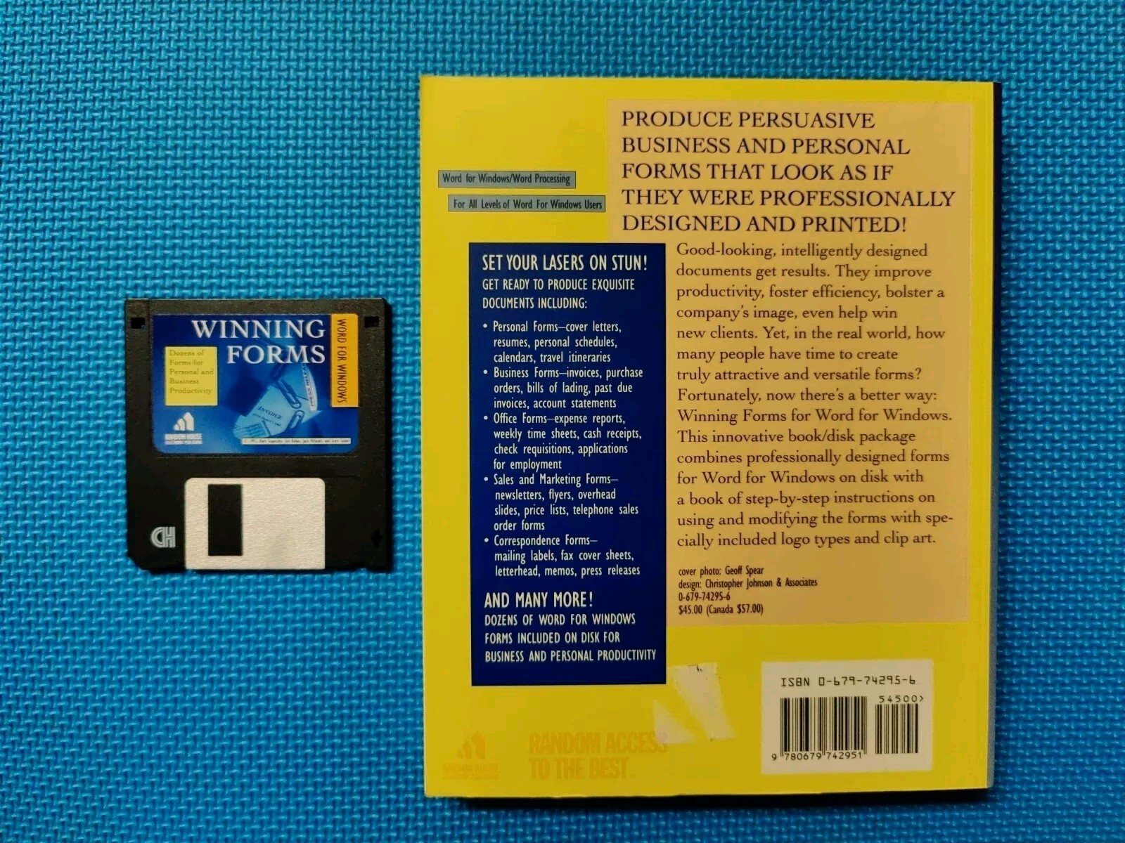 Vintage Random House Winning Forms for Windows Book + 3.5 Floppy Disk EXC