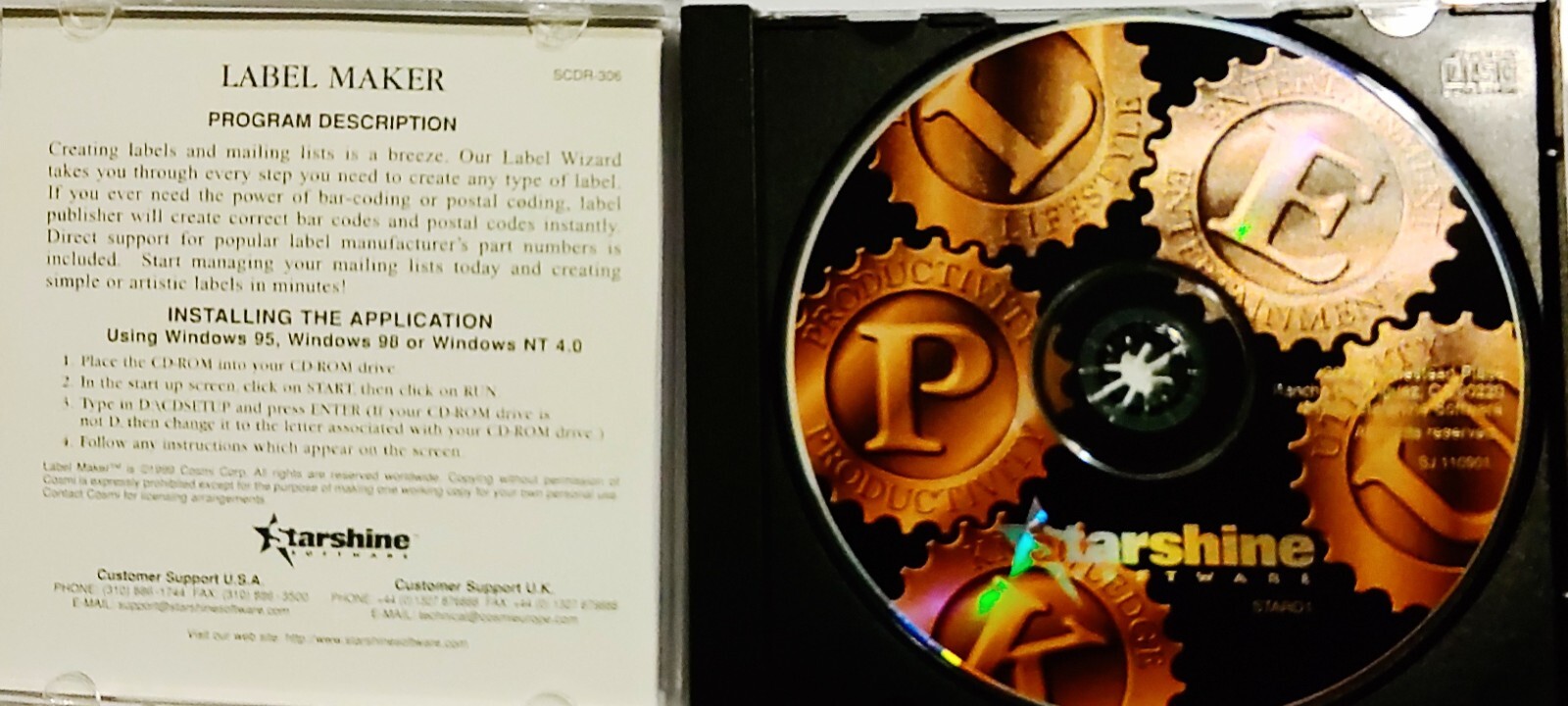 Starshine Software Label Maker & Brochure Magic CD-ROM LikeNew