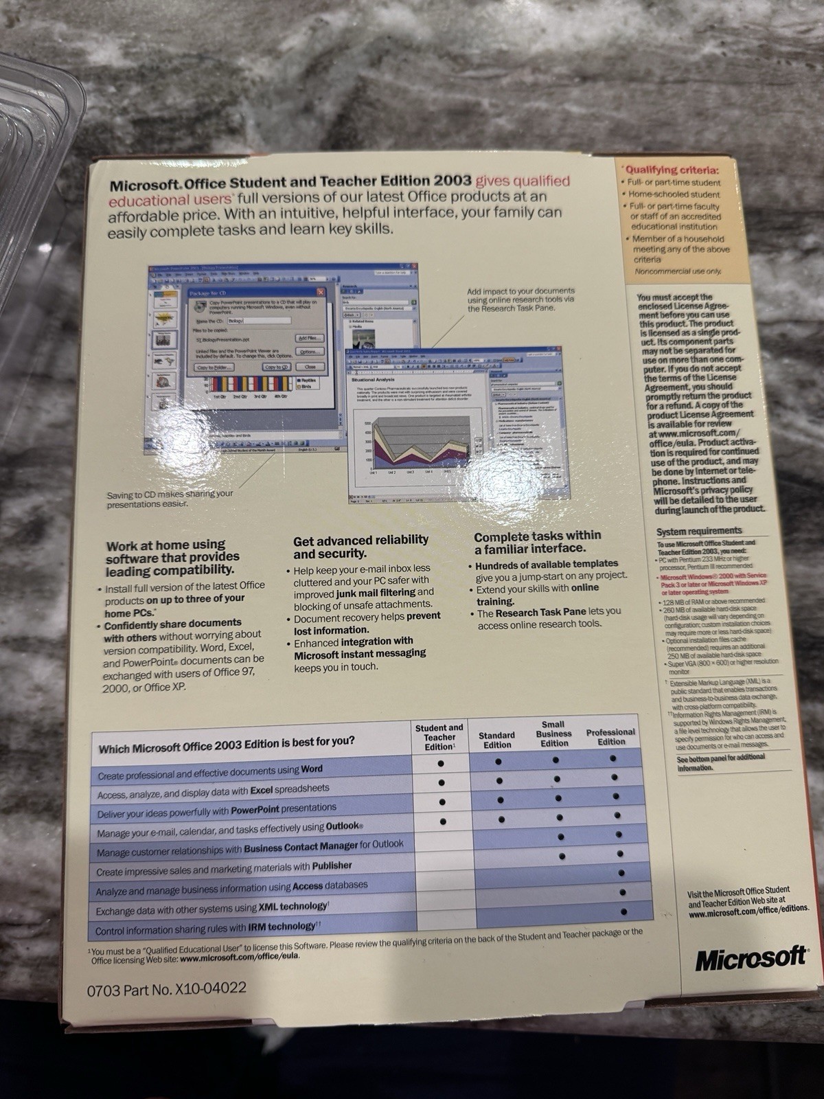 2003 Microsoft Office Student & Teacher CD-ROM w/ Product Key & Manual Clamshell
