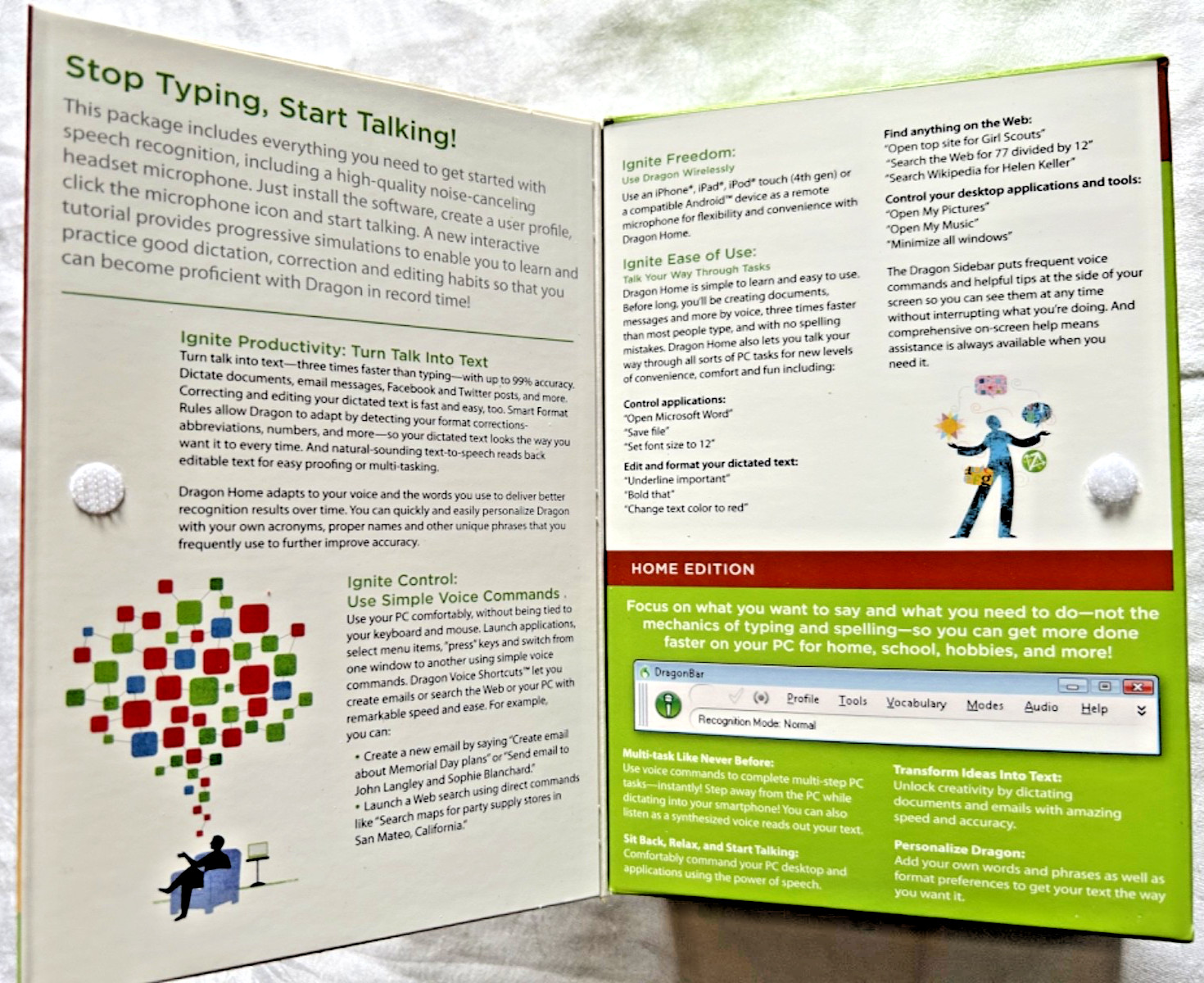 DRAGON Naturally Speaking Home Version 12 Speech Software Nuance NEW in Open Box