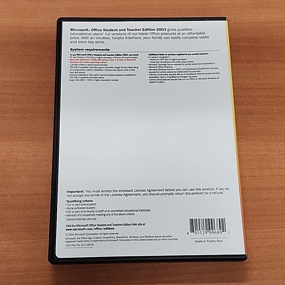 Microsoft Office Student and Teacher Edition 2003 Word Excel with Product Key
