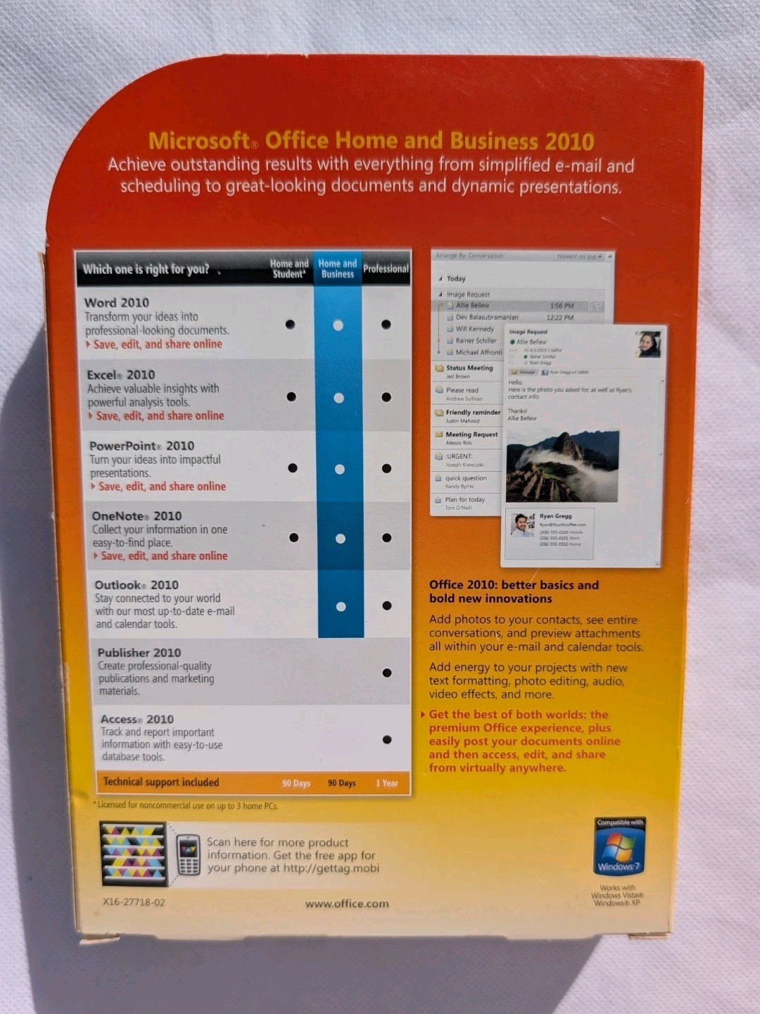 Microsoft Office Home and Business 2010 Software Disc DVD & Product Key
