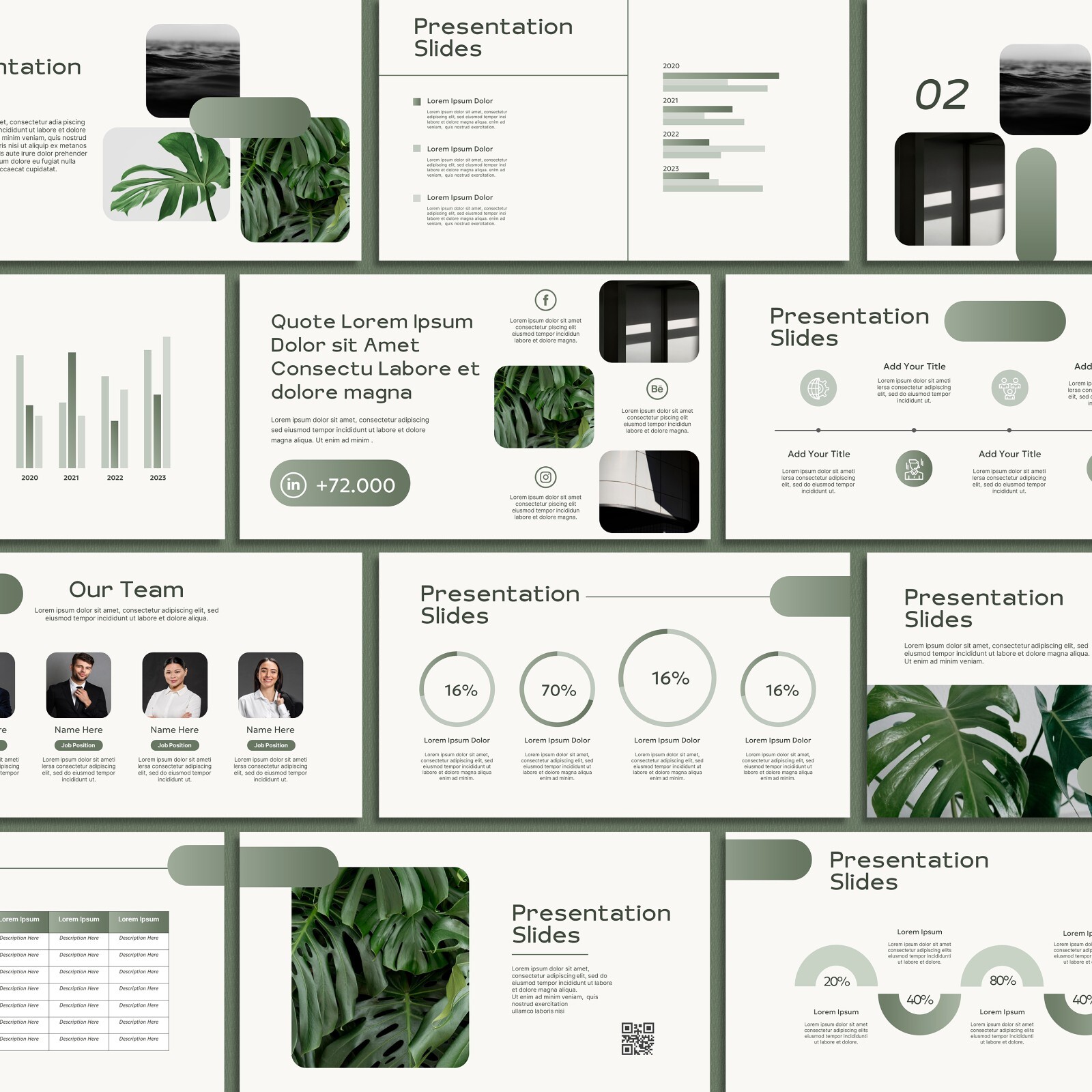 Minimalist Green Plant PowerPoint Template – Elegant Business Presentation