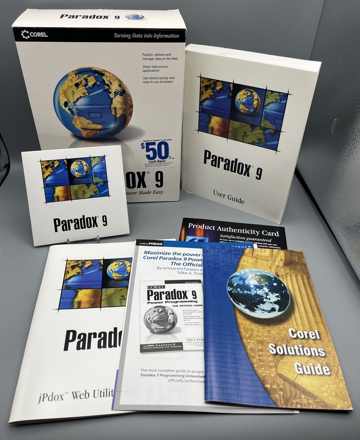 Corel Paradox 9 Database Software CD-ROM + Manual + Paperwork In Box
