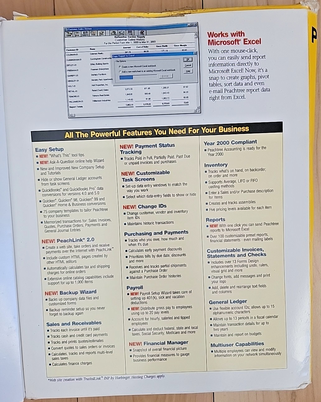 Peachtree PeachLink 2.0 Sage Accounting 2000 CD Web Site Creation Win 95/98 REA