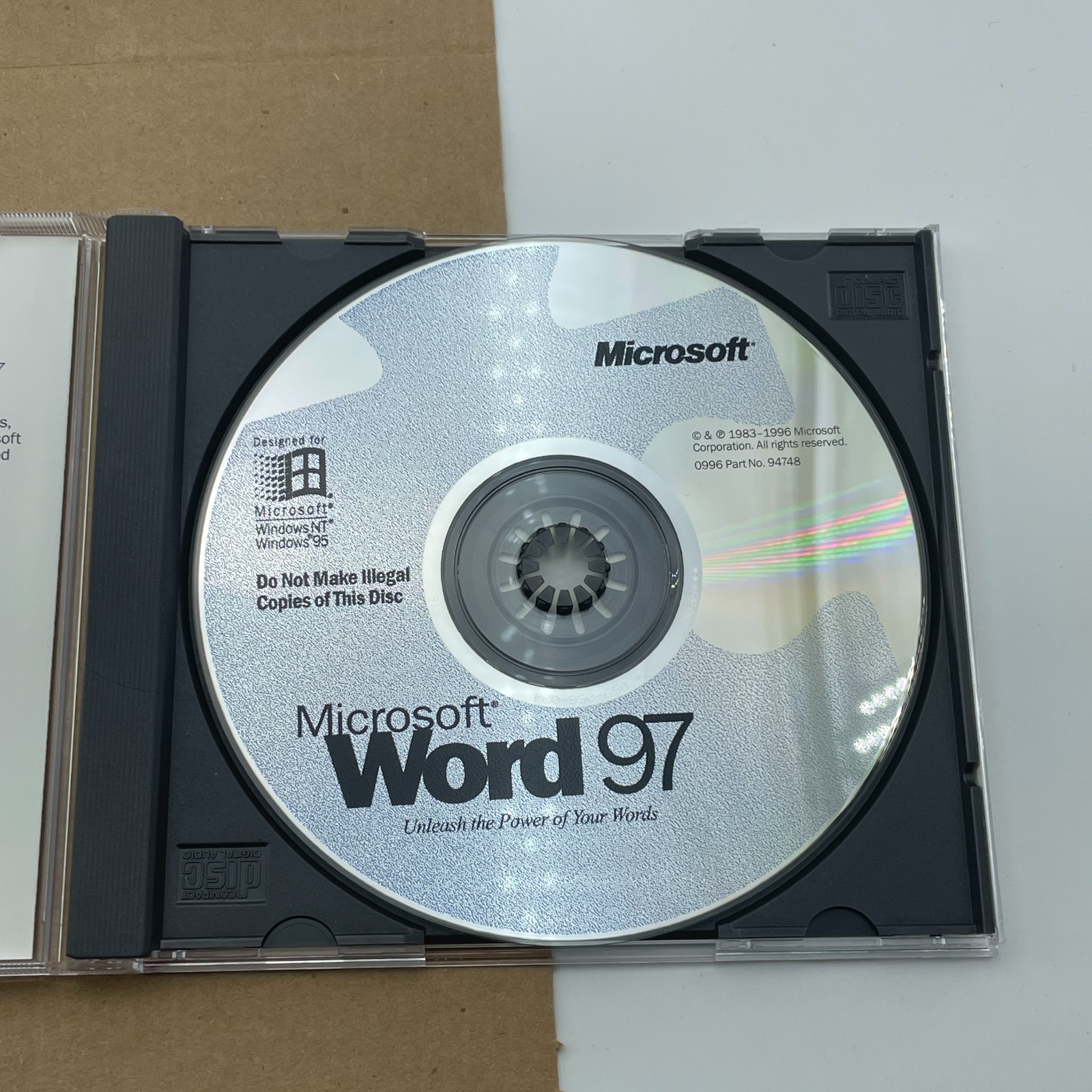 MICROSOFT Word 97 Upgrade Windows 95 NT CD ROM Vintage Software Big Box With Key