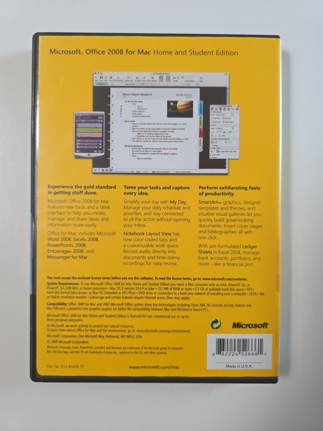 Microsoft Office Mac 2008 Home & Student Edition w/ 3 Product Keys, Fast Ship