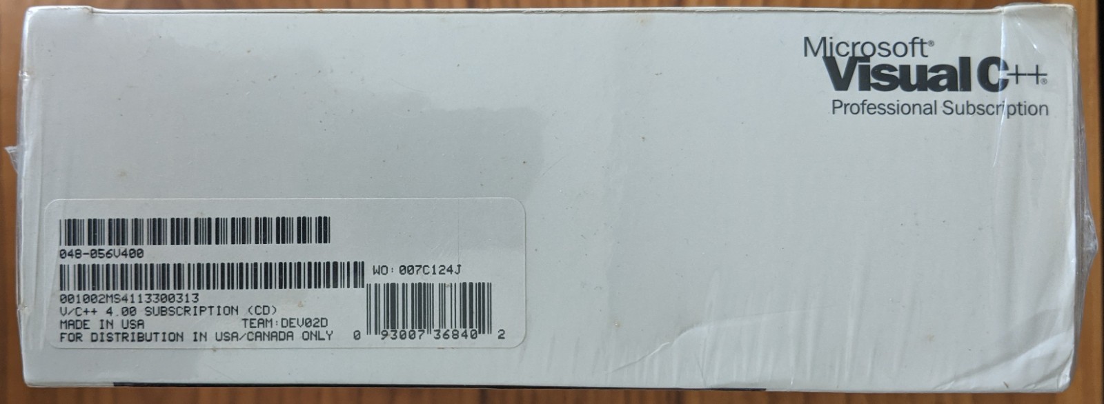 Microsoft Visual C++ 4.0 Professional Subscription – Sealed NOS