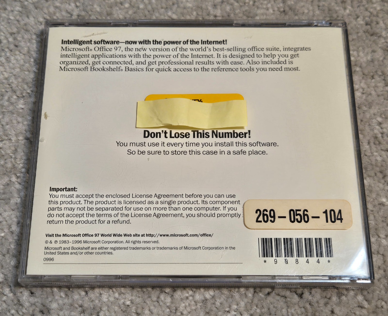 Microsoft Office 97 Professional Edition CD-ROM w/ CD Key