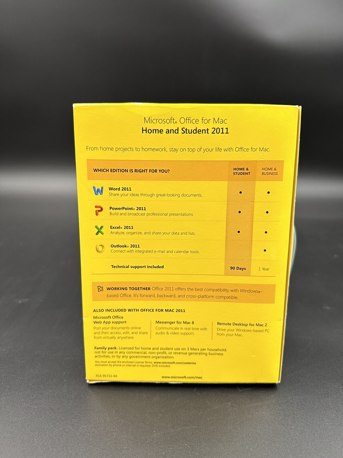 MS Microsoft Office MAC 2011 Home and Student Family Pack For 3PCs =Full Retail=