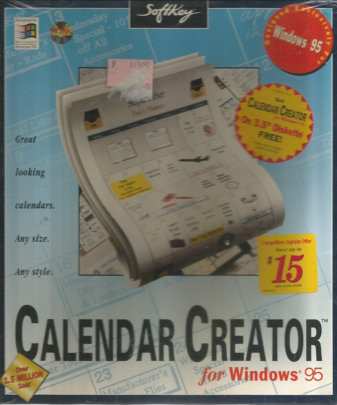 Softkey Calendar Creator for Windows 95 BRAND NEW FACTORY SEALED
