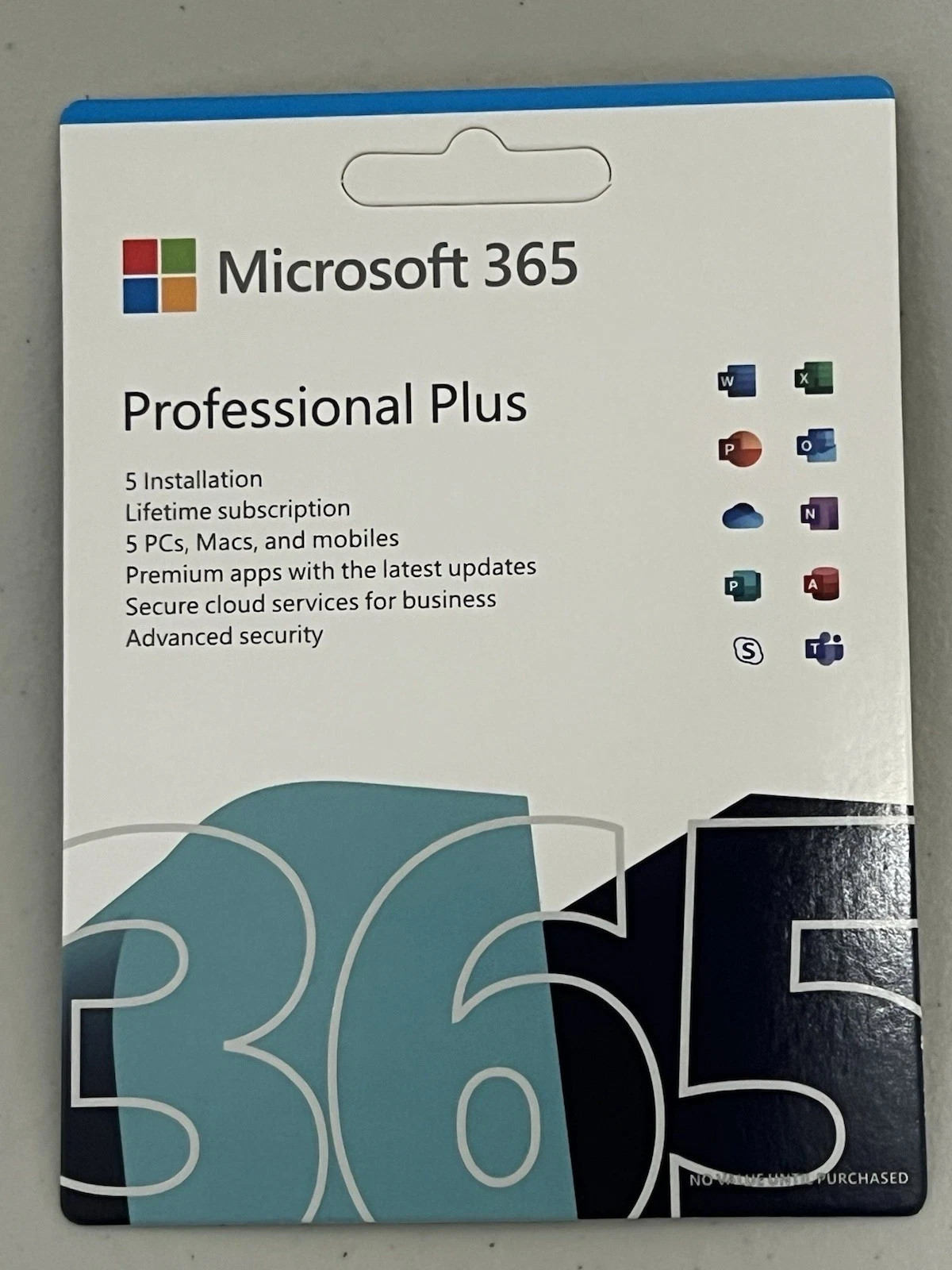 Microsoft Office 365 Pro Plus PC or Mac Drive card lifetime (5 User Devices)