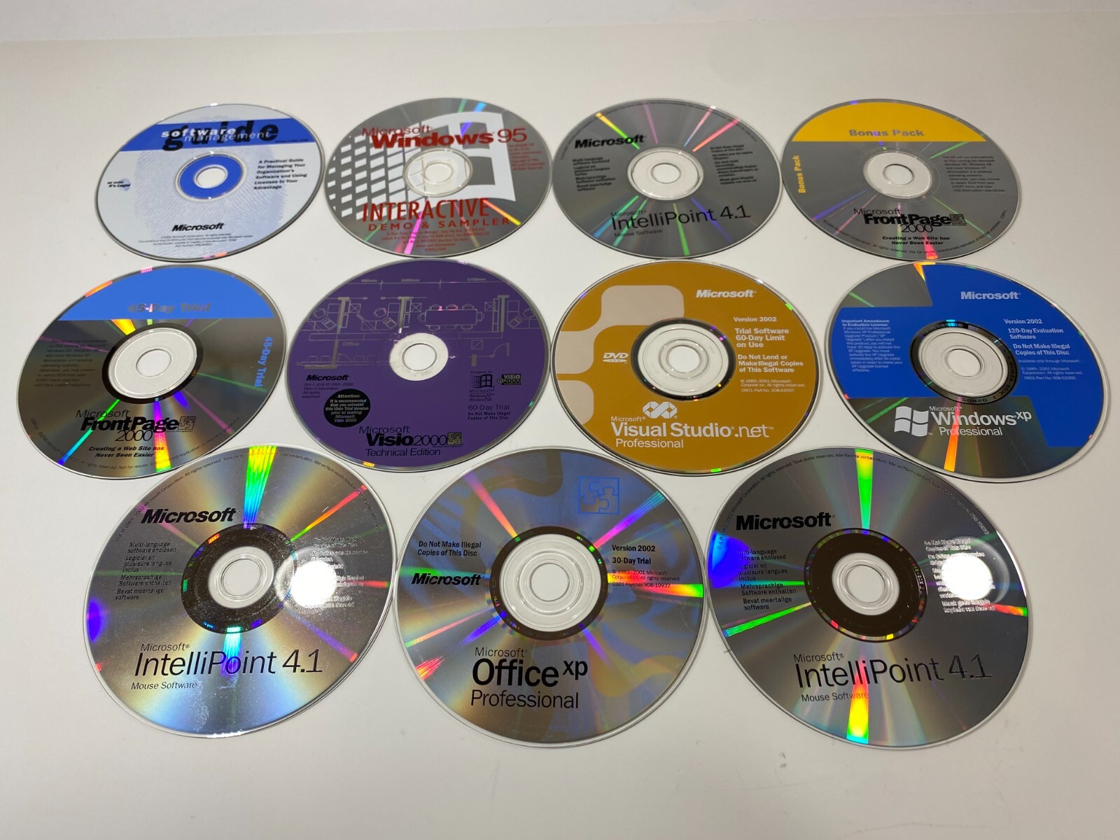 Lot of 11 Microsoft Disk Lot, Vintage Software, 2000, 2002, Demo, Sample