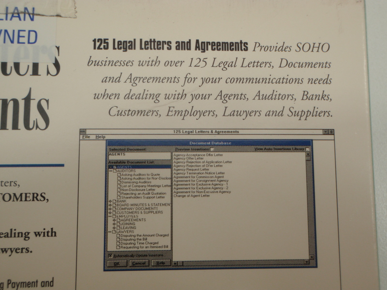SOHO 125 LEGAL LETTERS AND AGREEMENTS NEW