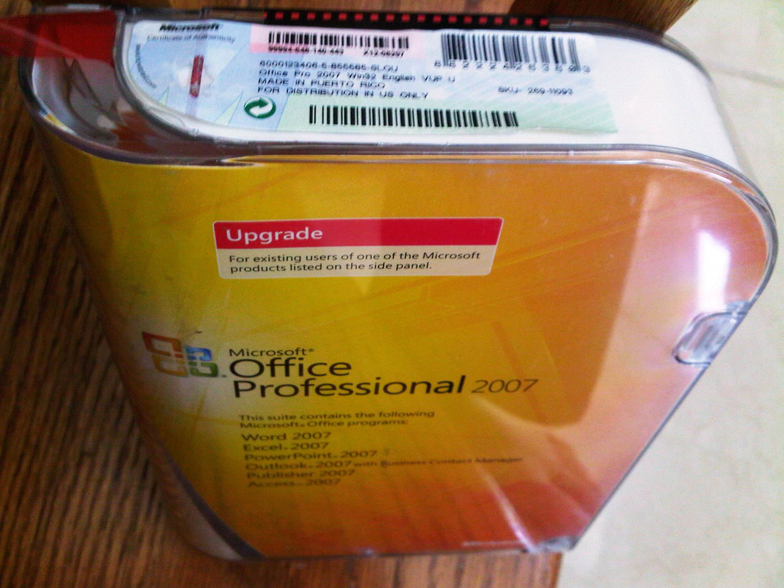 Microsoft Office Professional 2007,Upgrade,SKU 269-11093,Sealed Retail Package