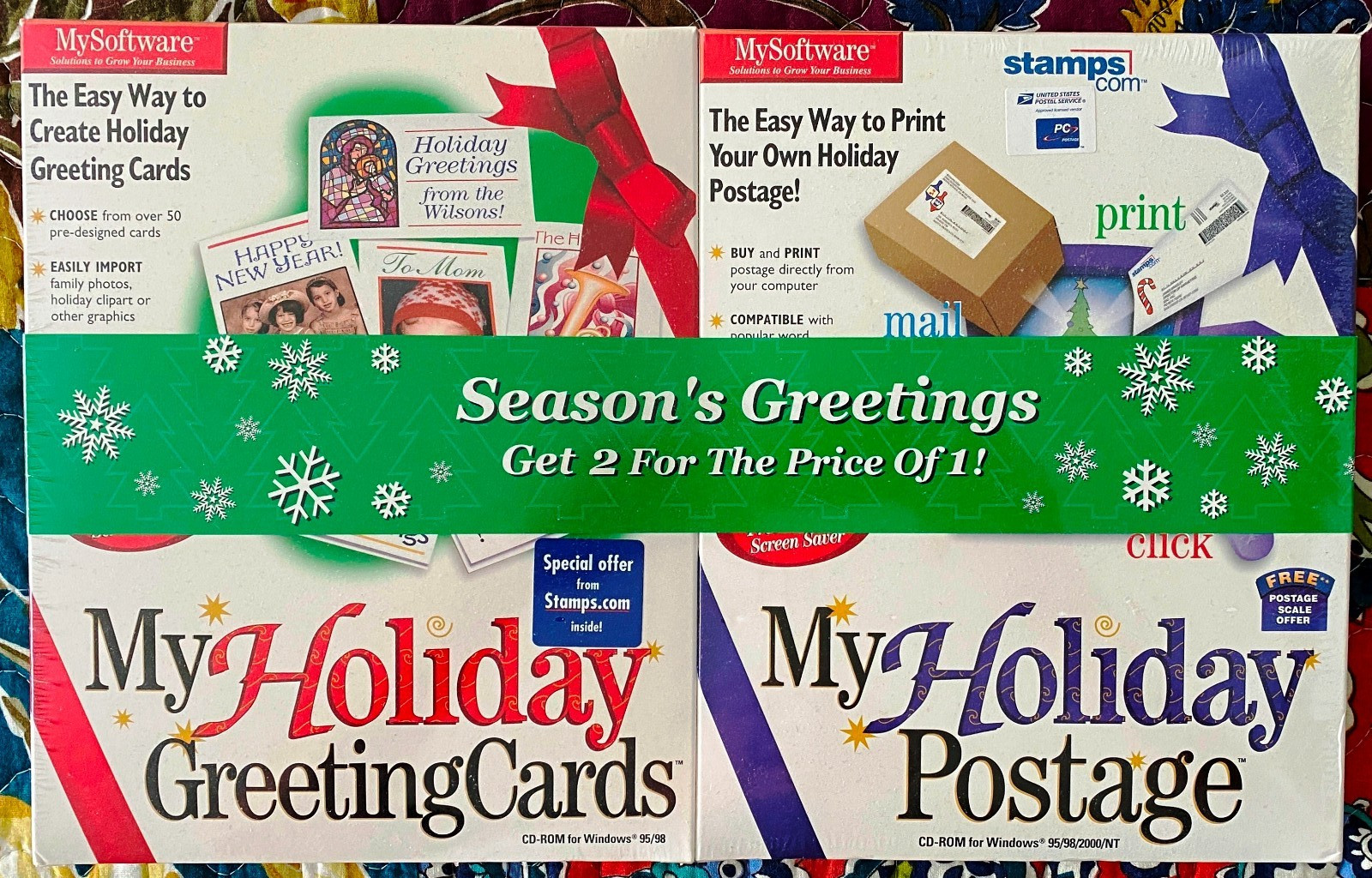 My Holiday Greeting Cards and Postage PC Software Dual Pak Brand New VIntage