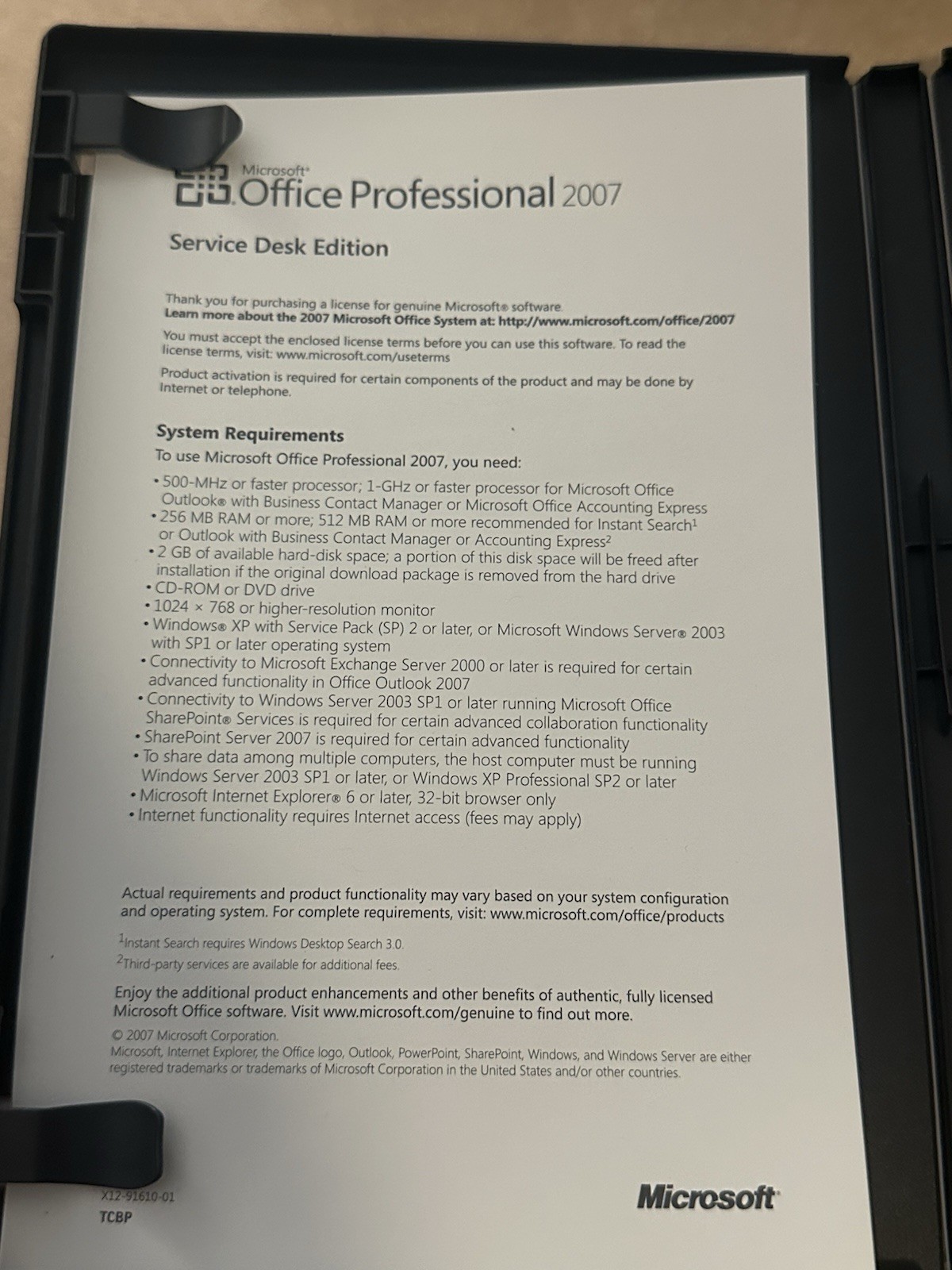 Microsoft Office Home and Student 2007 Service Desk Edition w/ Product Key CIB