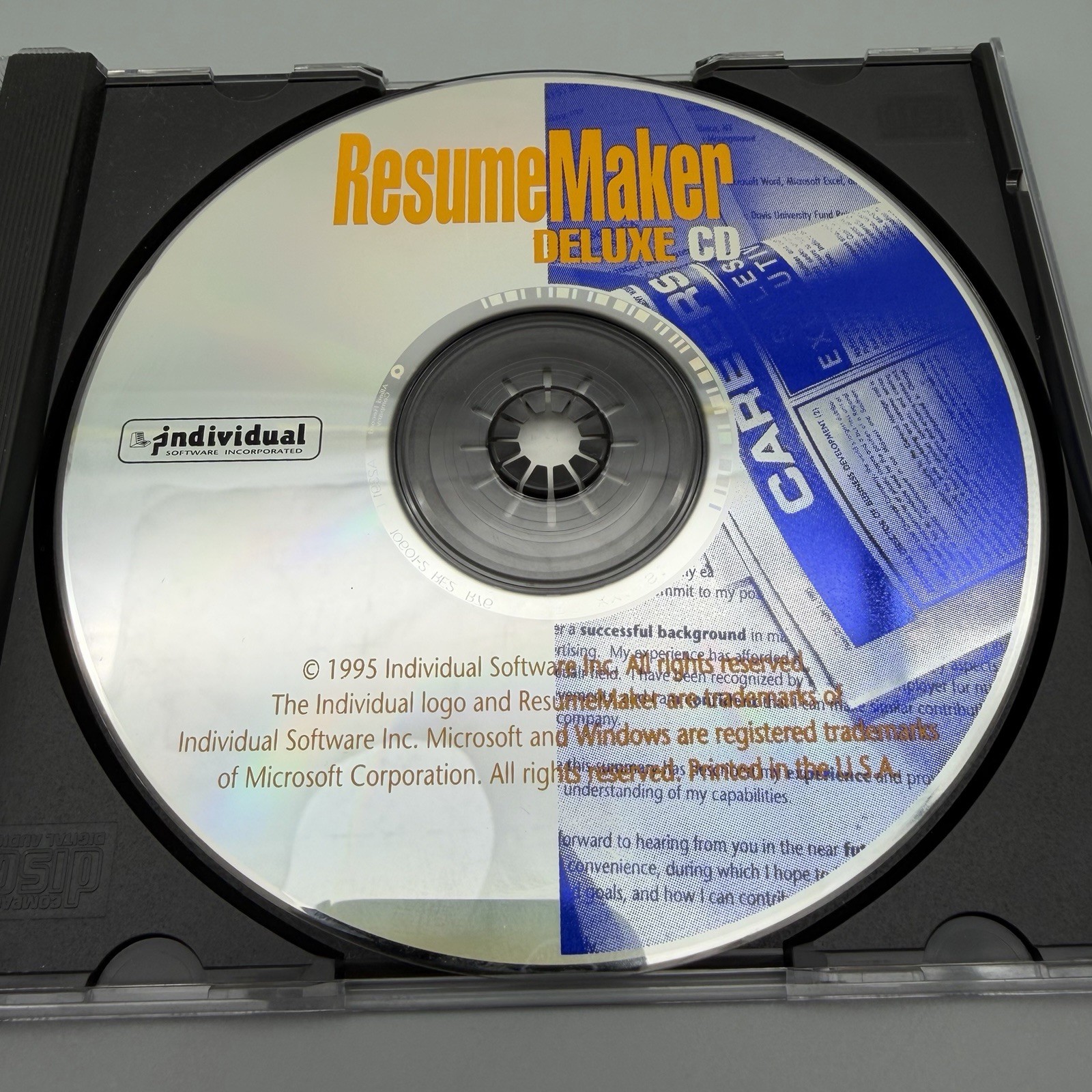 Vintage 1995 Resume Maker Deluxe CD Software Windows 3.1 & 95 Individual