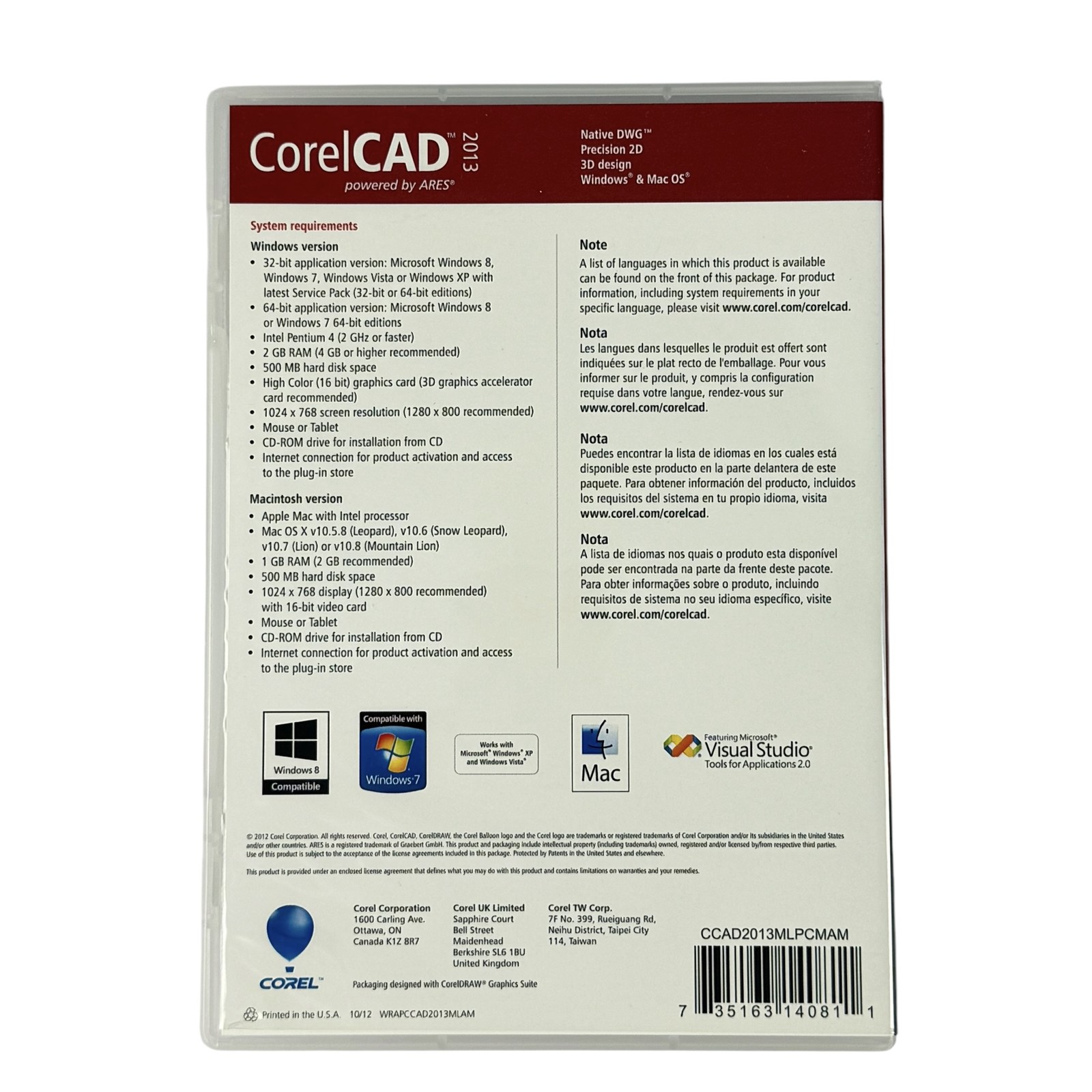 CorelCAD 2013 Software for Windows & Mac – Full Version CD-ROM