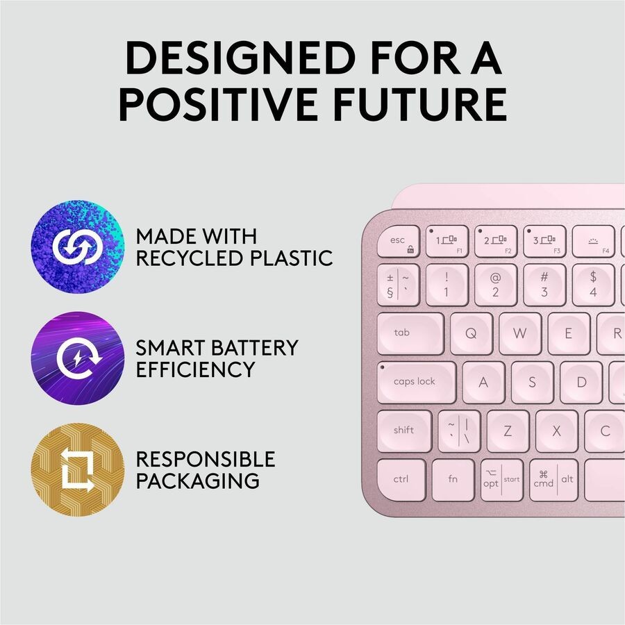 Logitech MX Keys Mini Compact Wireless Illuminated Keyboard Rose