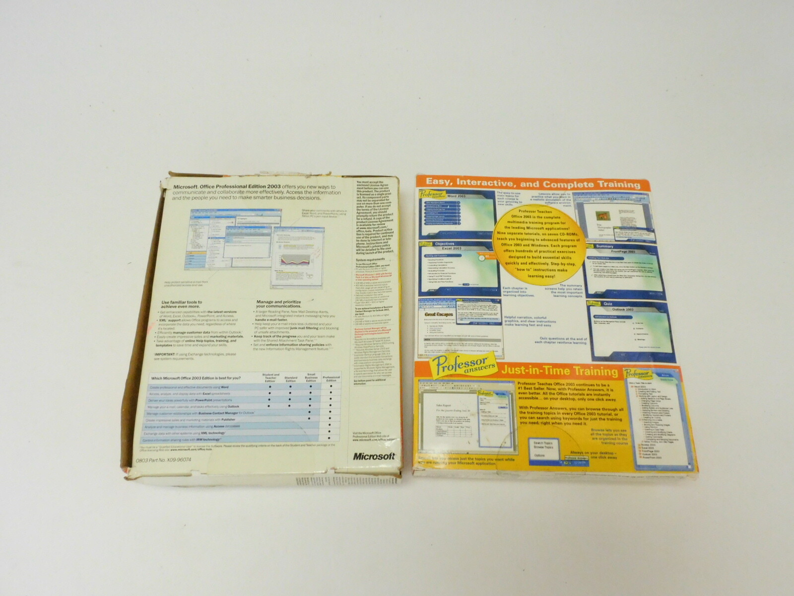 Microsoft Office Professional 2003 w/Serial Key + Professor Teaches Office 2003.