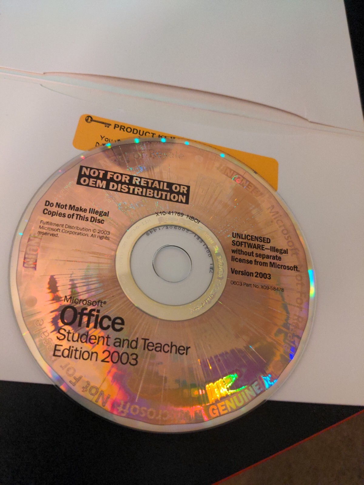 Vintage Office Student and Teacher Edition 2003 with Product Key Disc Only