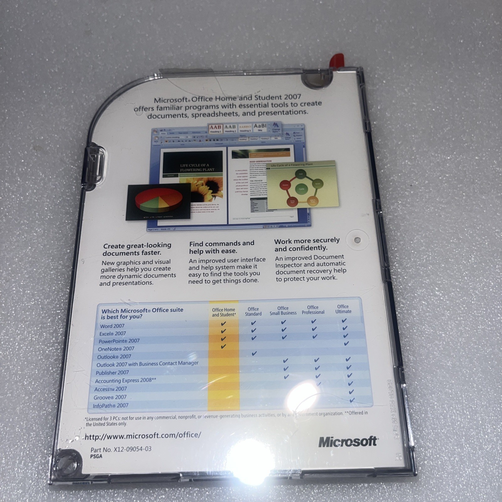 Microsoft Office 2007 Home and Student Disc In Original Case With Product Key