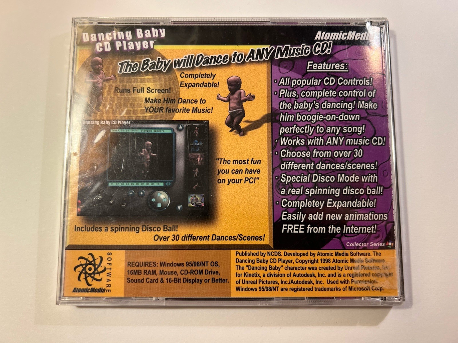 SEALED Dancing Baby CD Player For Windows 95/98/NT Vintage Software