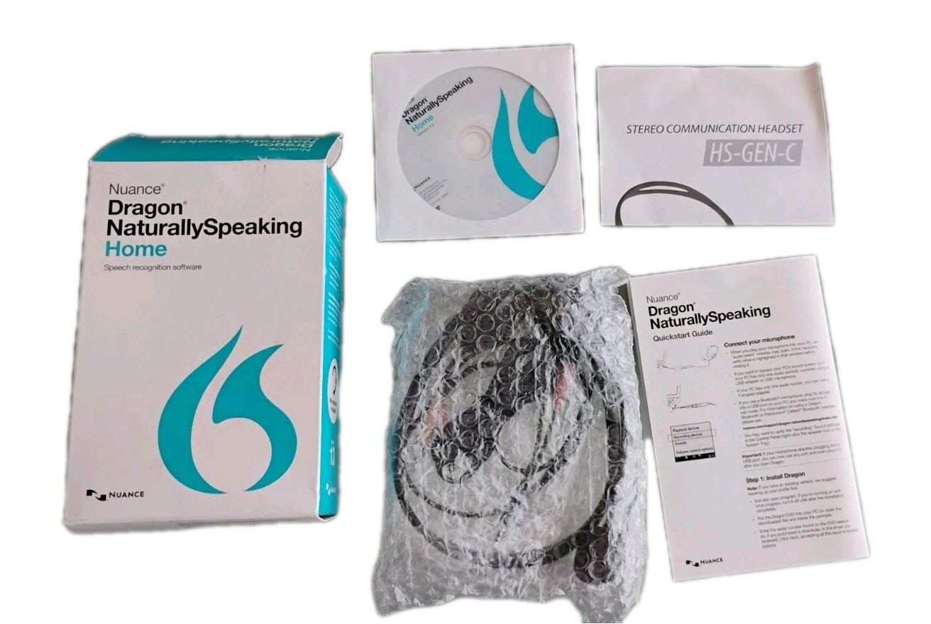 Nuance Dragon NaturallySpeaking Home 13 DVD Headset New Sealed DVD Retail Box 🎤