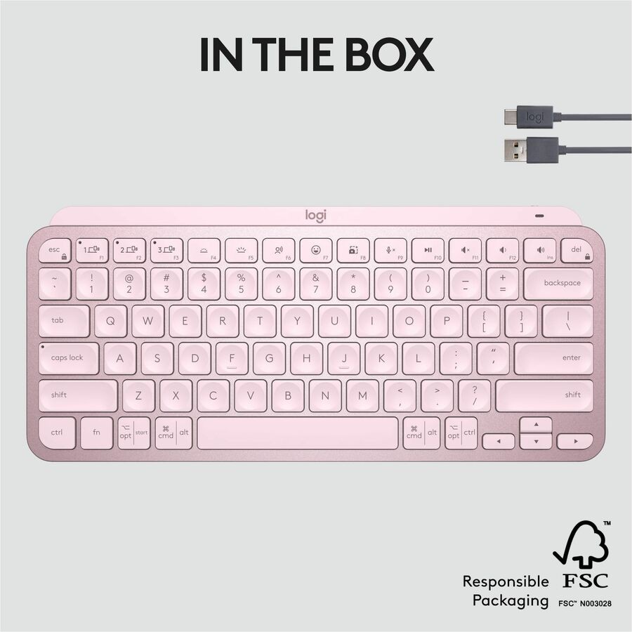 Logitech MX Keys Mini Compact Wireless Illuminated Keyboard Rose