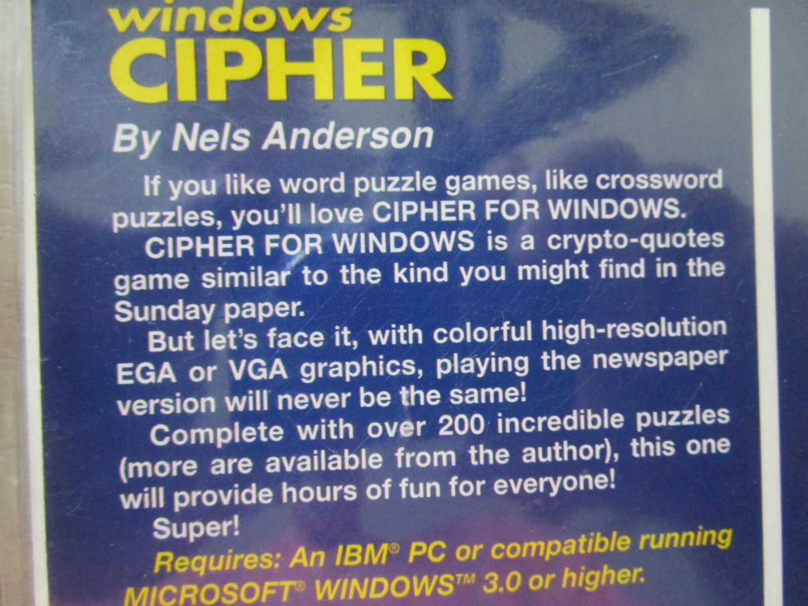Vintage – WINDOWS CIPHER for Windows – 3 1/2″ Disk – E10H-3