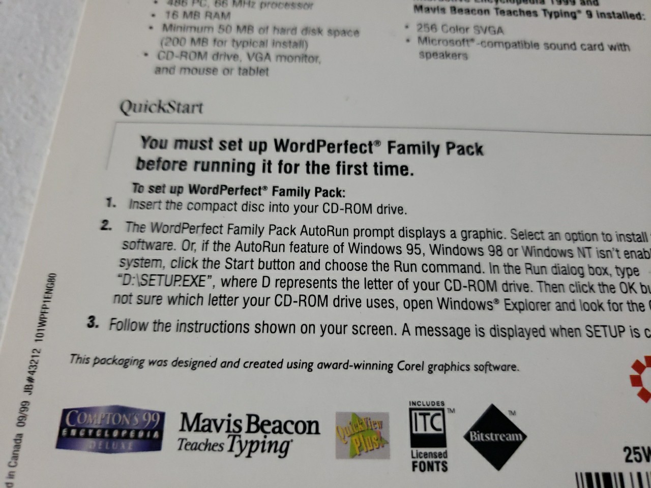 WORD PERFECT Family Pack 3, 4 CD Disks with Serial Number