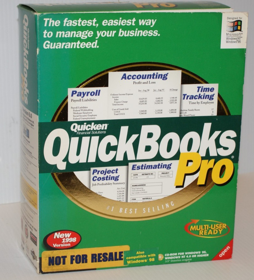 Quickbooks Pro 1998 Version 6.0 Windows 95/98 Quicken Software