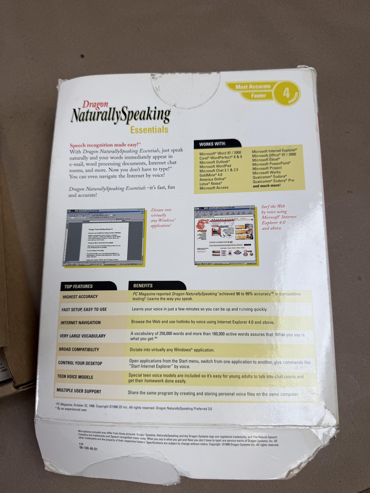 Dragon NaturallySpeaking Essentials Speech Recognition Windows 95 98 CD Software