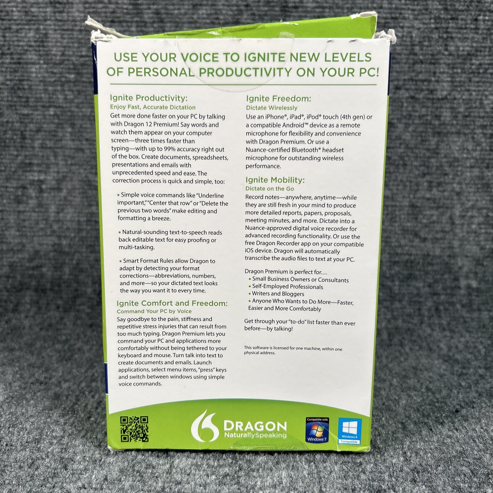 Nuance Dragon NaturallySpeaking Version 12 Premium (Retail) for Windows Open Box