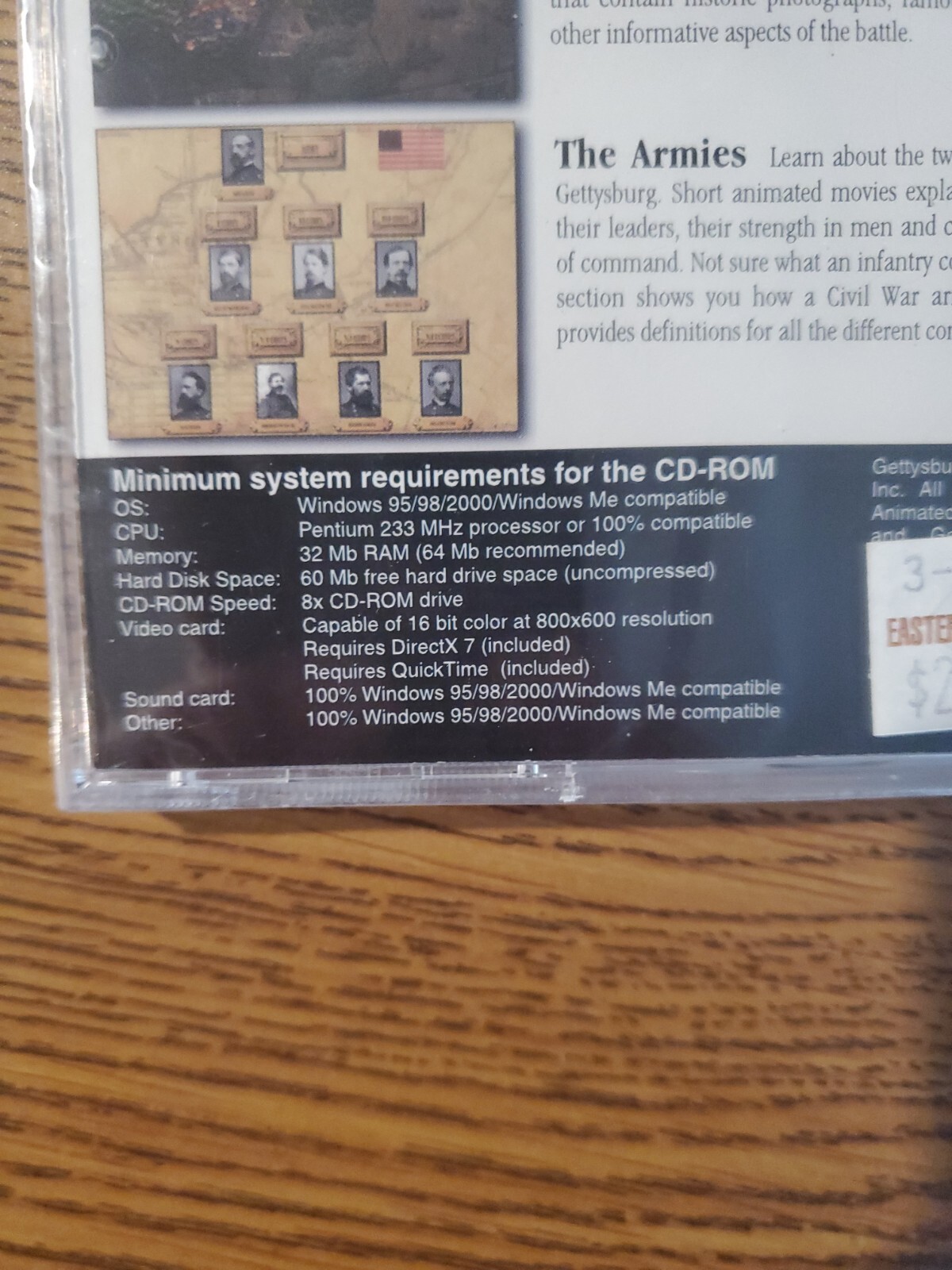 Gettysburg Animated Multimedia CD for Windows 95/98/2000 CD-ROM Sealed QuickTime