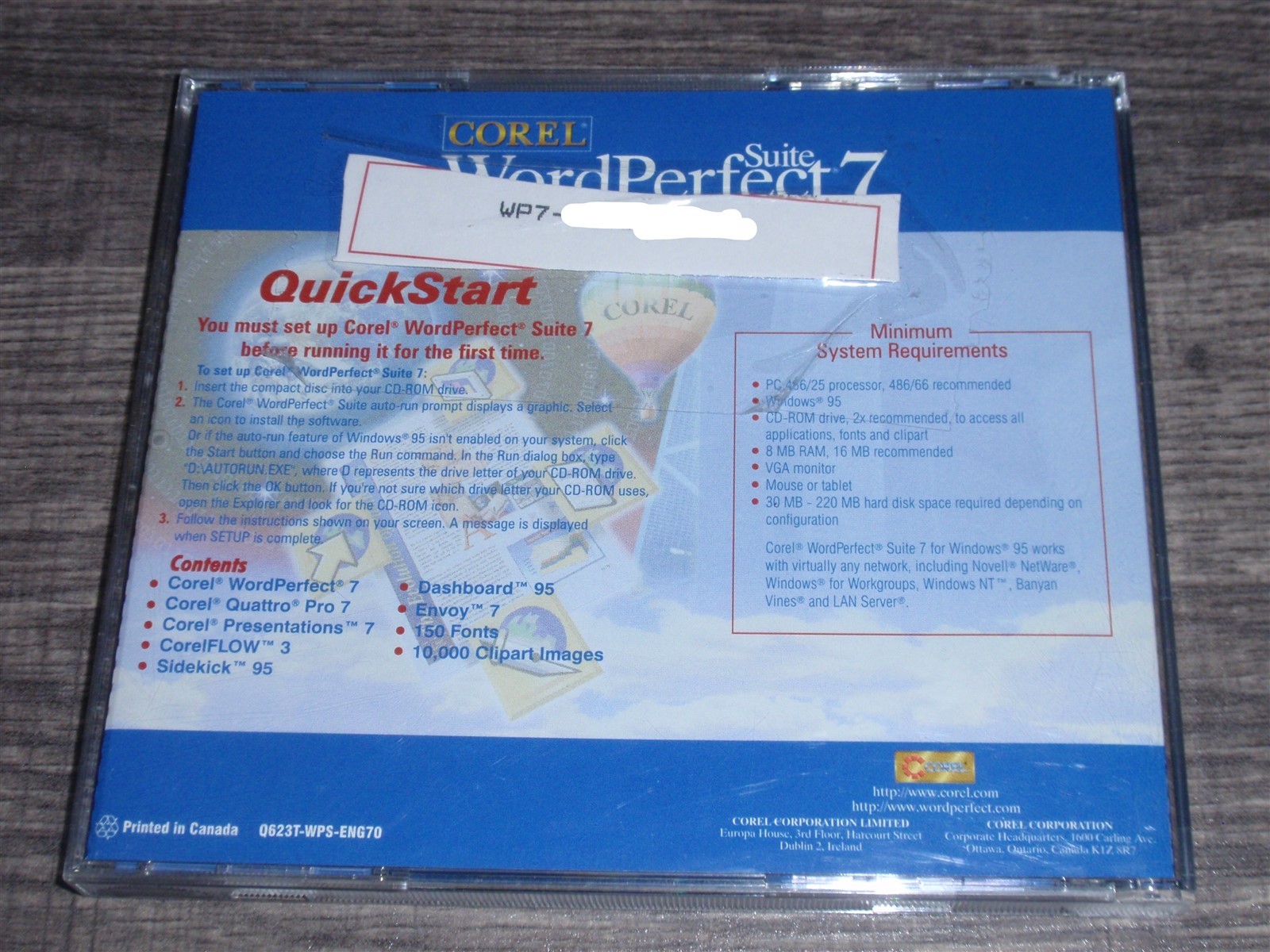 Corel WordPerfect Suite 7 PC CD-ROM 1996 Quattro Pro 7 Presentations 7 Windows95