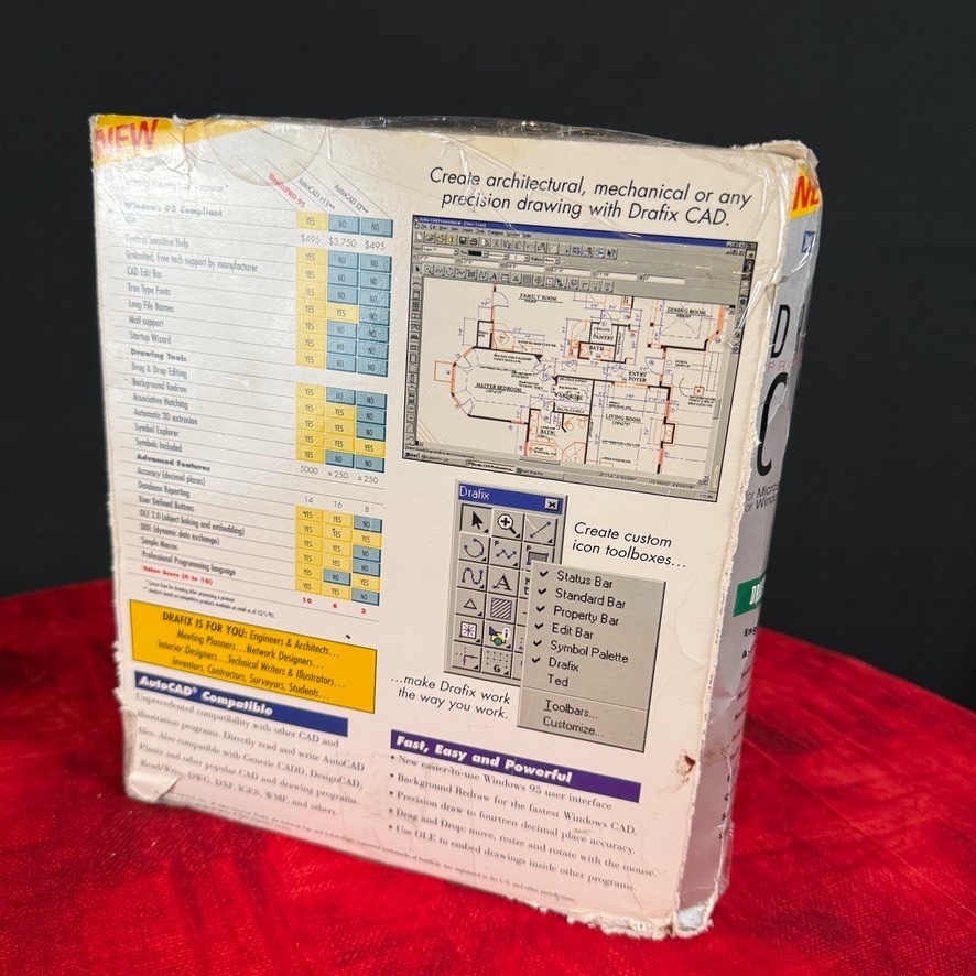 Drafix Professional CAD 5000 Symbols Windows 95 NT Vintage Software Box