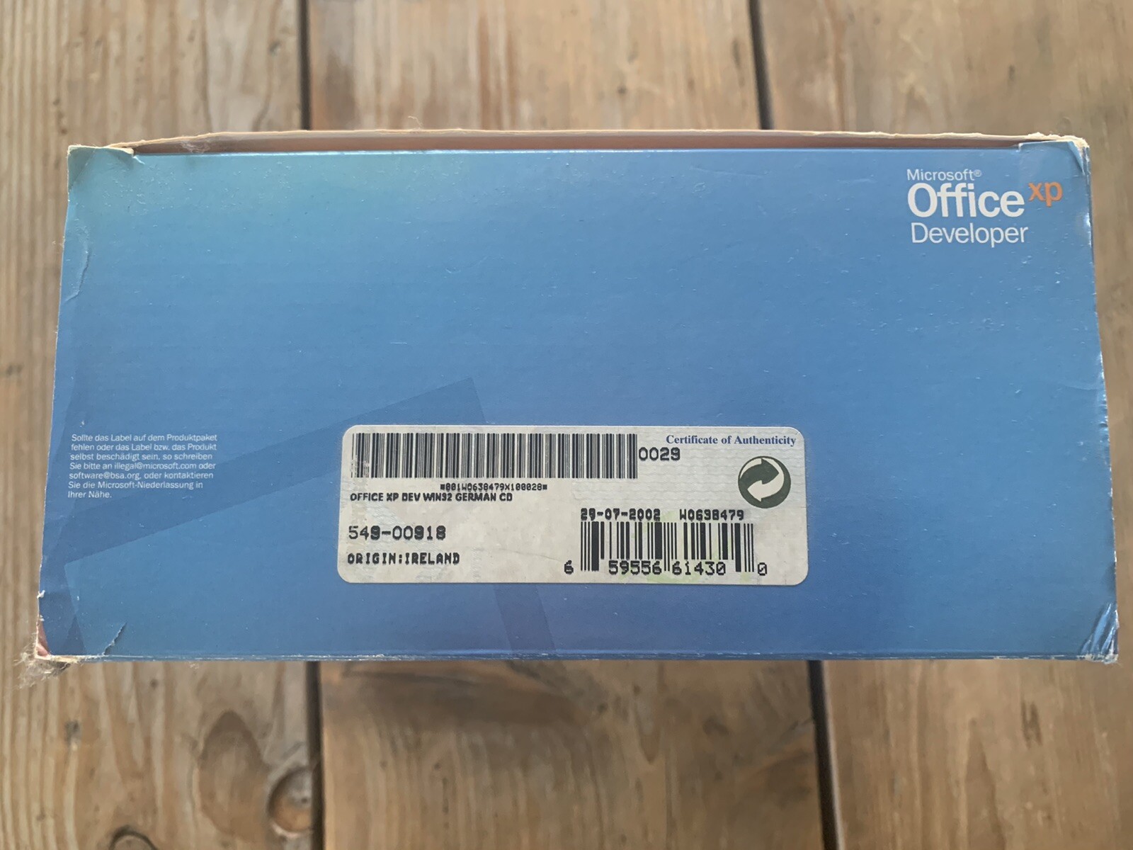 Microsoft Office XP / 2002 Developer, Retail, German with VAT Invoice