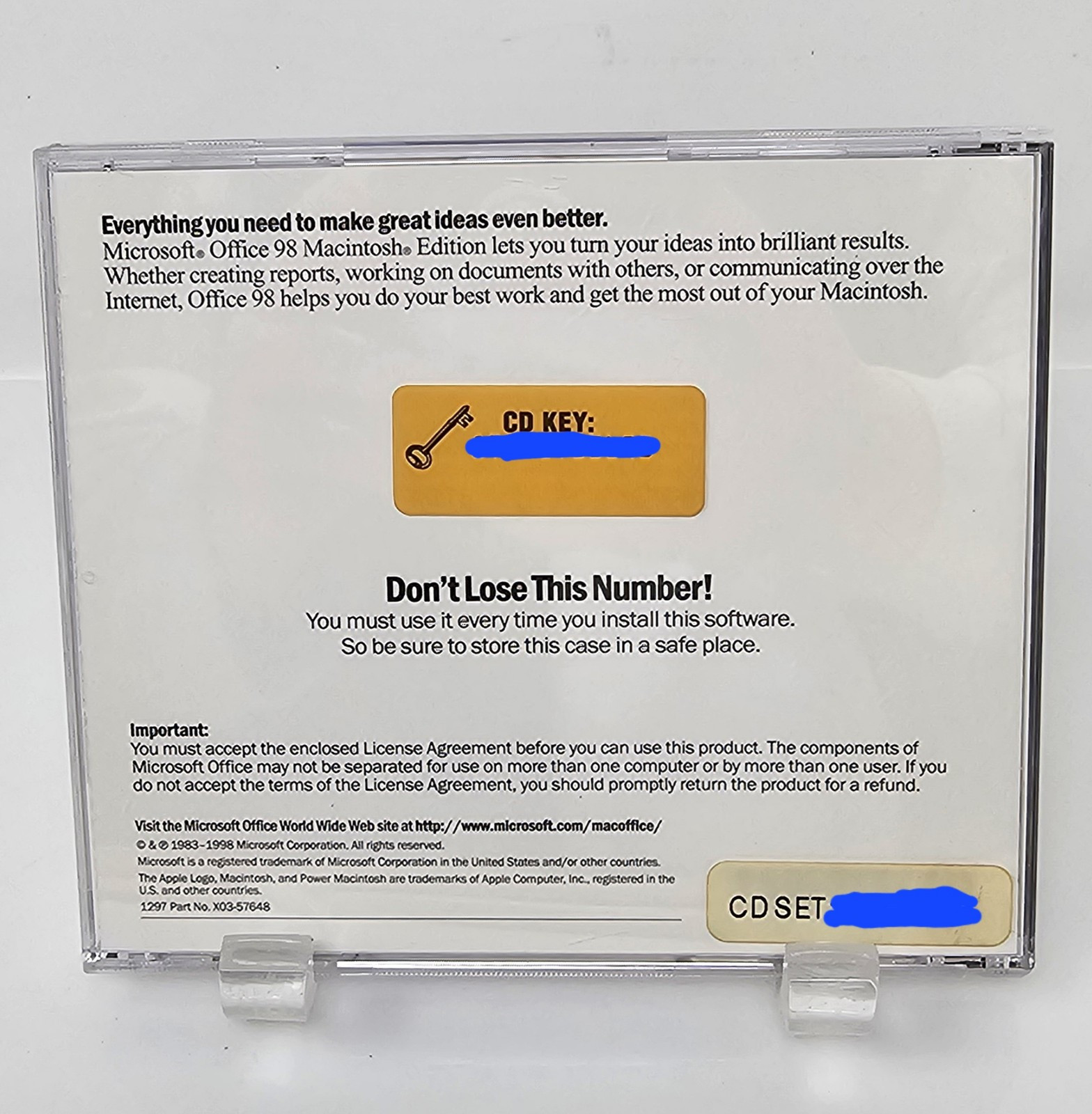 Microsoft Office 98 Macintosh Edition Clean But Untested